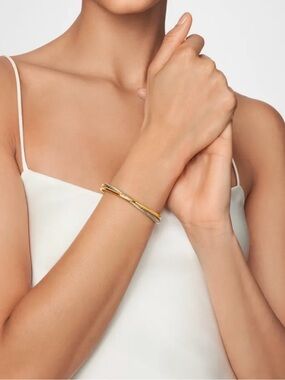David Yurman Two Tone Cable Crossover Cuff Bracelet 5mm
